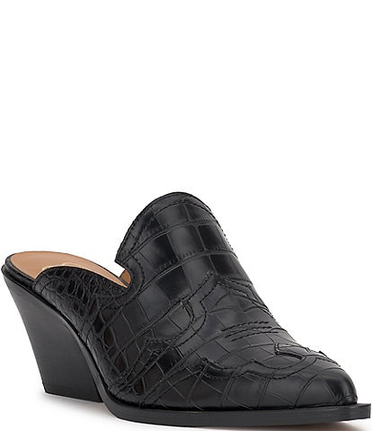 Jessica Simpson Zurina Crocodile Western Heeled Mules