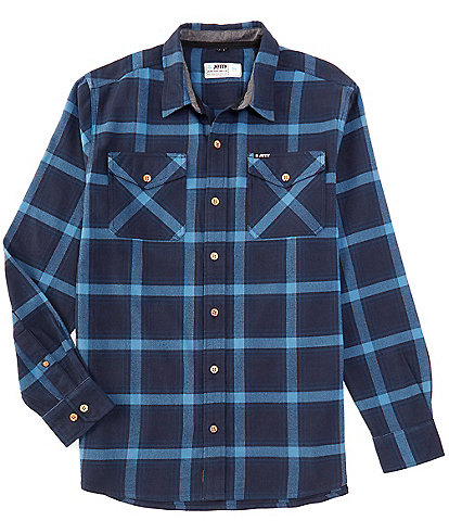 JETTY Breaker Flannel Windowpane Plaid Long Sleeve Woven Shirt