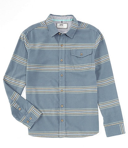 JETTY Essex Oyster Stripe Twill Long Sleeve Woven Shirt