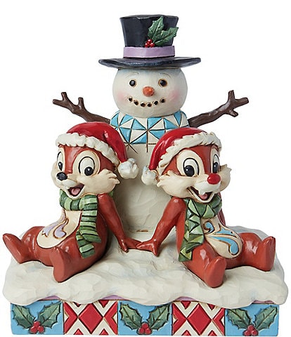 Jim Shore Disney Traditions Chip And Dale with Snowman Figurine