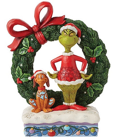 Jim Shore Grinch by Jim Shore Dr. Seuss Grinch & Max in Light-Up Wreath Figurine