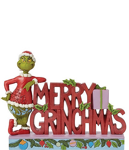 Jim Shore Grinch by Jim Shore Dr. Seuss Grinch #double;Merry Grinchmas#double; Word Tabletop Decor