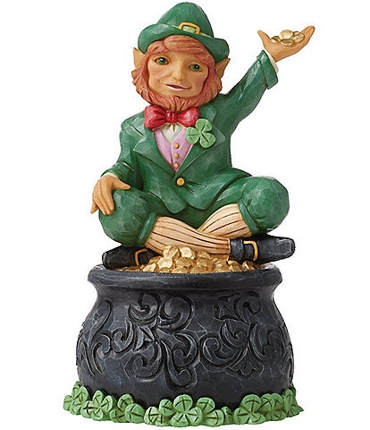 Jim Shore Heartwood Creek Collection Leprechaun St. Patrick's Day On Pot Of Gold Figurine