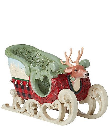 Jim Shore Heartwood Creek Highland Glen Large Sled with Scene Figurine