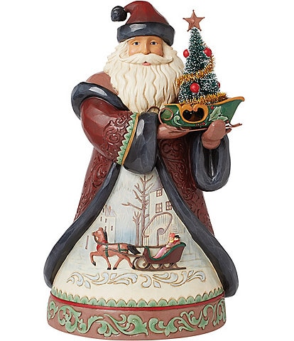 Jim Shore Heartwood Creek Holiday Manor Santa Holding Small Sled & Sisal Tree Figurine