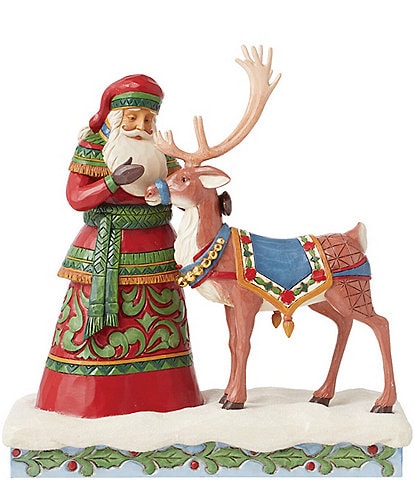 Jim Shore Heartwood Creek Santa Standing With Reindeer Figurine