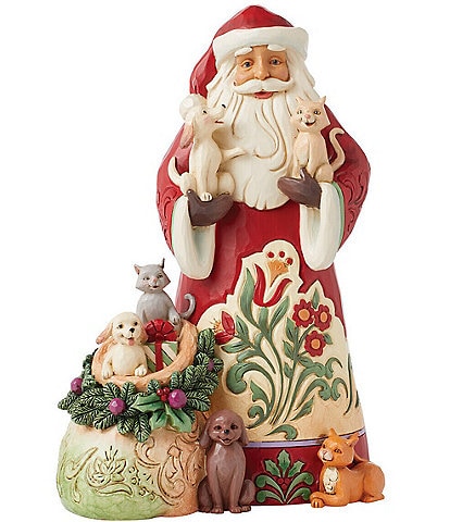 Jim Shore Heartwood Creek Santa With Pets Cat & Dogs Figurine