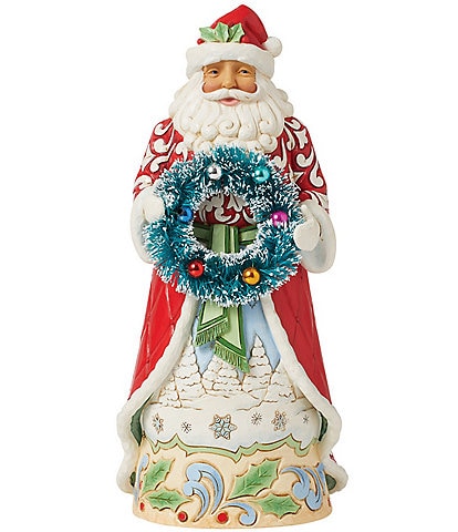 Jim Shore Heartwood Creek Santa with Sisal Wreath Figurine
