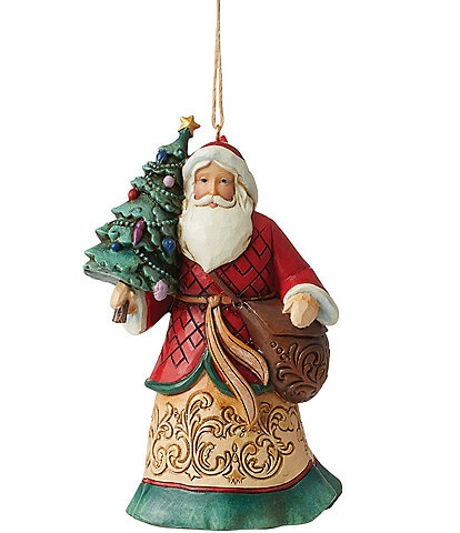 Jim Shore Heartwood Creek Santa With Tree And Toy Bag Ornament