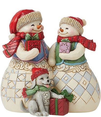 Jim Shore Heartwood Creek Snow Couple With Puppy Figurine