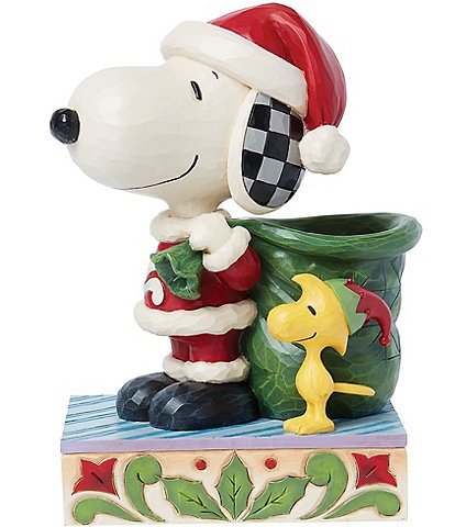 Jim Shore Peanuts Collection Santa Snoopy & Woodstock as Elf Figurine