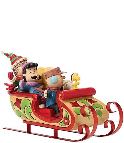Jim Shore Peanuts Snoopy And Friends In Sleigh Figurine