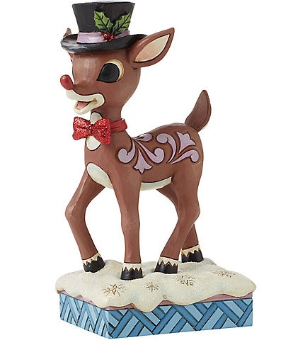 Jim Shore Rudolph Traditions Collection Rudolph Wearing Top Hat and Bowtie Figurine