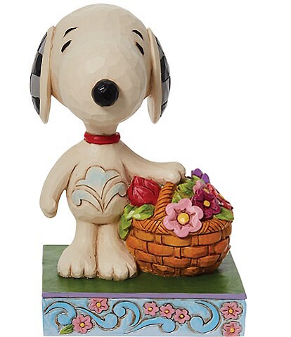 Jim Shore Snoopy Basket Of Tulips Figurine
