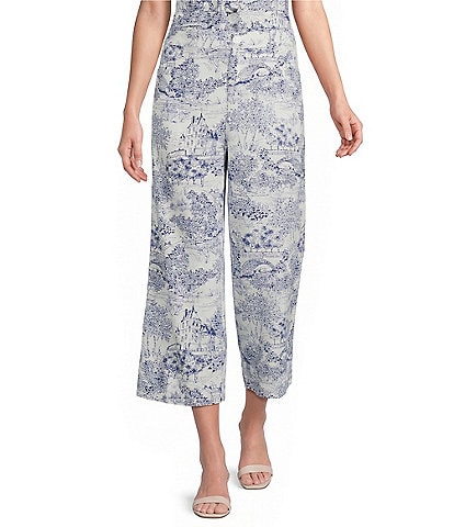 John Mark Coordinating Woven Toile Print Wide Leg Pants