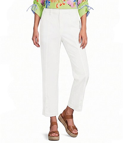 John Mark Front Button Detail Wide Leg Ankle Pants