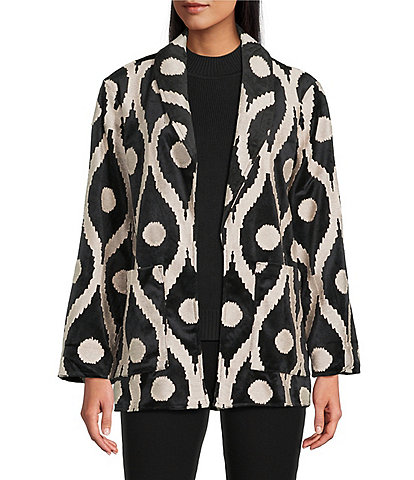 John Mark Ikat Tapestry Long Sleeve Open Front Oversized Jacket
