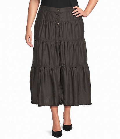 John Mark Plus Size Tiered Denim Skirt
