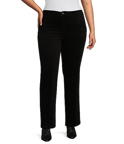 John Mark Plus Size Velour 5 Pocket Style Straight Leg Pant