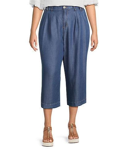 John Mark Plus Size Wide Leg Tulip Hem Cropped Pants
