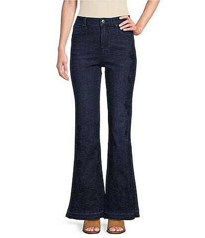 John Mark Stretch Embroidered Denim Flare Jeans