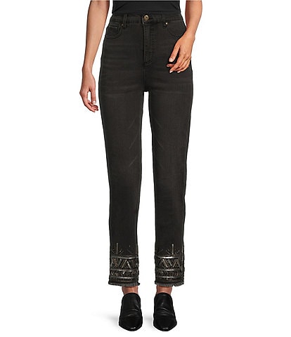 John Mark Stretch Embroidered Straight Ankle Jean