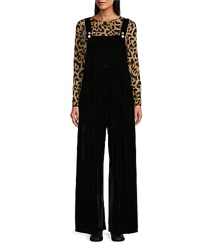 John Mark Stretch Velvet Wide Leg Jumpsuit