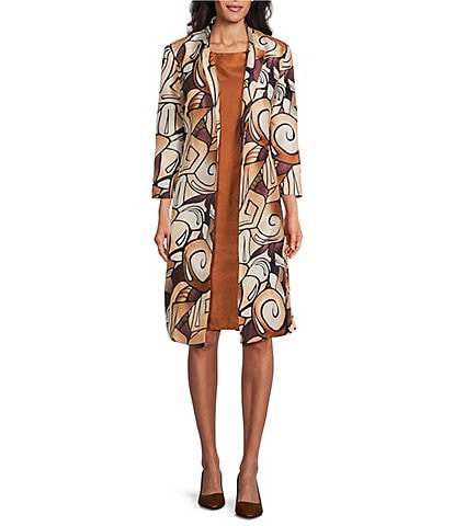 John Meyer 2 Piece Floral Printed Shantung Coat Dress