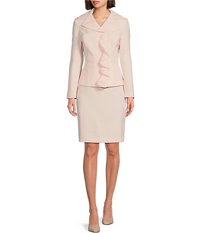 Womens 2 Piece Blazer Sets Casual Long Sleeve Open Front Formal Office Work  Jackets and Pencil Mini Skirt Suit Set 