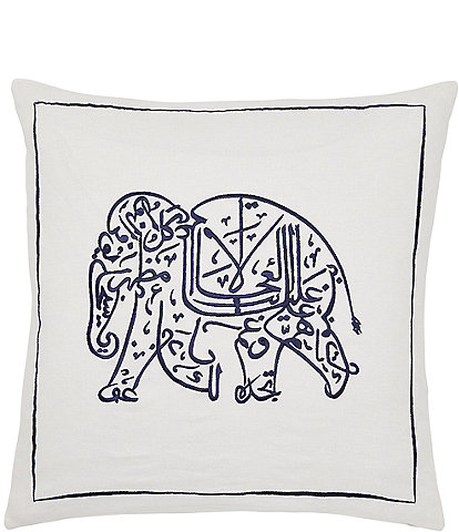 John Robshaw Ajay Elephant Embroidered Square Pillow