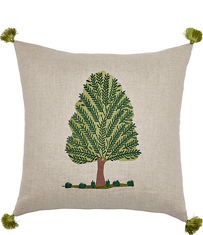 John Robshaw Fir Tree Embroidered Square Pillow