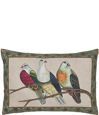 John Robshaw  Handpainted Three Bird 12x18" Throw Pillow