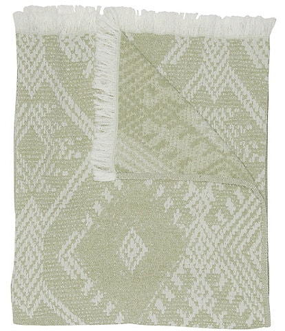 John Robshaw Tanvi Geometric Jacquard Fringed Throw