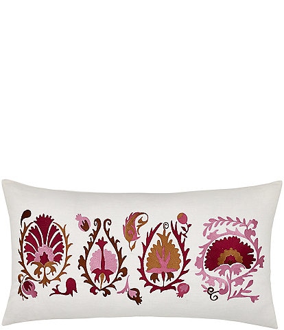 John Robshaw Yash Berry Embroidered Cotton & Linen Bolster