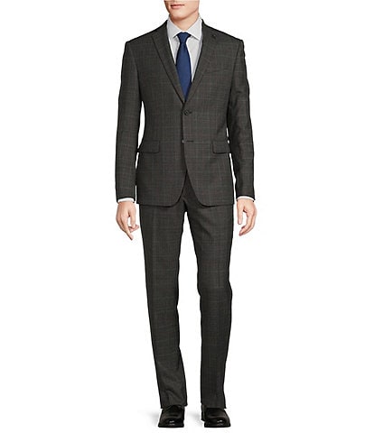 John Varvatos Slim Fit Flat Front Check Pattern 2-Piece Suit
