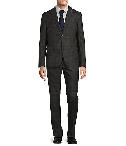 John Varvatos Slim Fit Flat Front Plaid Pattern 2-Piece Suit