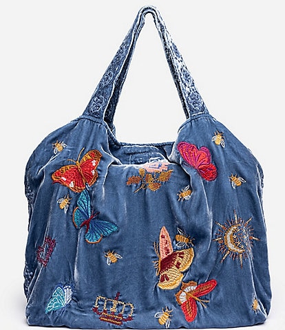 JOHNNY WAS Aria Velvet Embroidery Tote Bag
