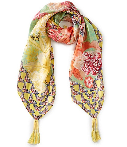 JOHNNY WAS Charlie Print Silk Square Scarf