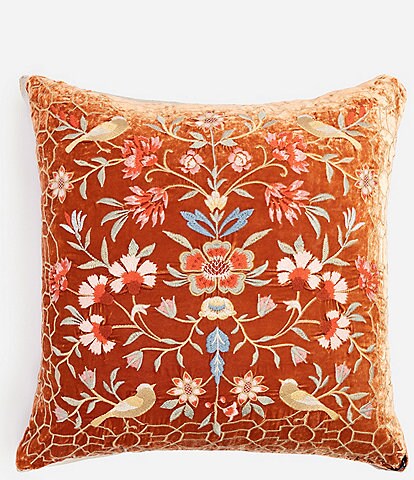 JOHNNY WAS Clara Embroidered Velvet Pillow
