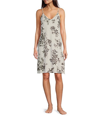JOHNNY WAS Daniela Jersey Knit Sleeveless V-Neck Floral Printed Nightgown