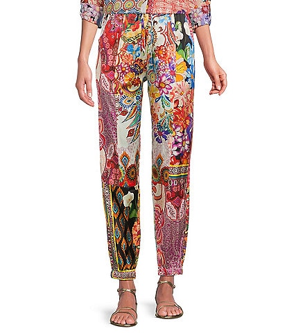 JOHNNY WAS Etta Coordinating Magnolia Patchwork Print Seamed Jogger Pants