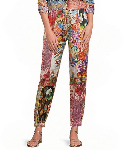 JOHNNY WAS Etta Coordinating Magnolia Patchwork Print Seamed Jogger Pants