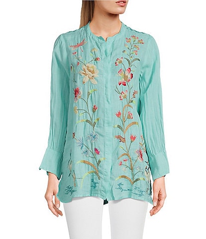 Lucky Brand Women's Tonal Embroidered Square Neck Blouse. Size M. MSRP  $69.50 
