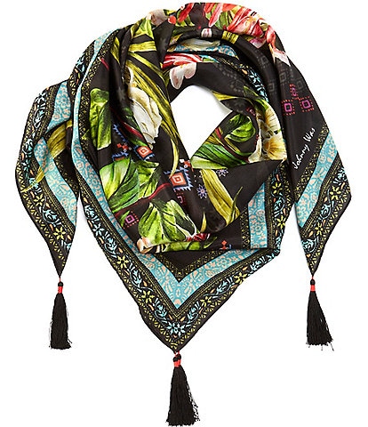 JOHNNY WAS Iris Whisper Floral Silk Square Scarf