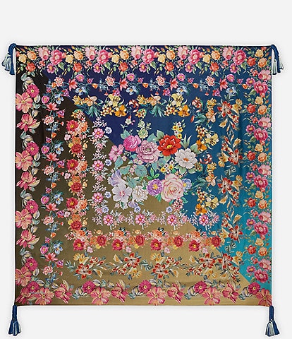 JOHNNY WAS Neutral Floral Silk Square Scarf