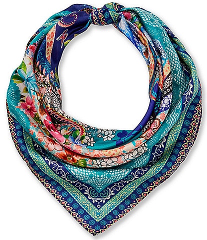 JOHNNY WAS Romana Floral Print Silk Square Scarf