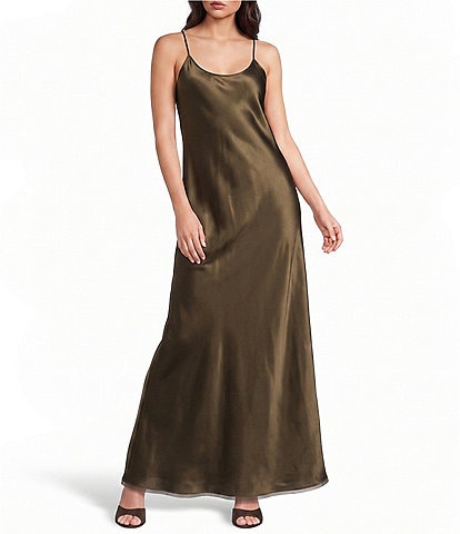 JOHNNY WAS Silk Draped Scoop Neck Sleeveless Maxi Slip Dress