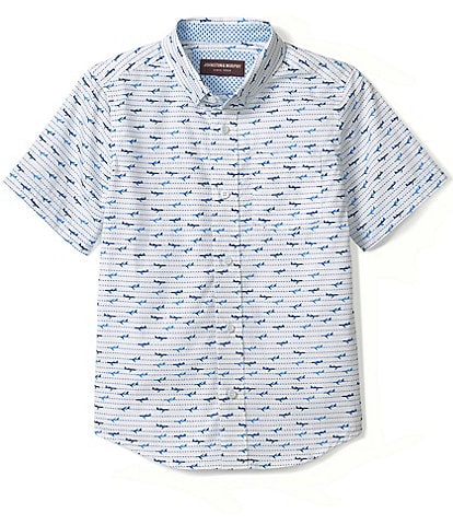 Johnston & Murphy Little /Boys 4-16 Short Sleeve Airplane Print Button-Down Shirt
