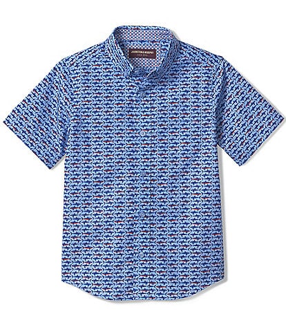 Johnston & Murphy Little /Boys 4-16 Short Sleeve Shark Print Shirt