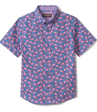 Johnston & Murphy Family Matching Little/Boys 4-16 Short Sleeve Flamingo Print Shirt
